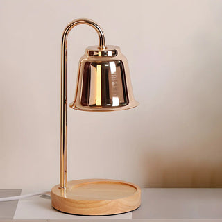 Nordic Fashion Golden Bell Shade Wooden Base Table Lamp Zawala Image - 2