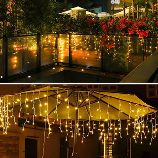 Outdoor Christmas Solar LED Icicle Curtain String Lights Zawala Image - 10
