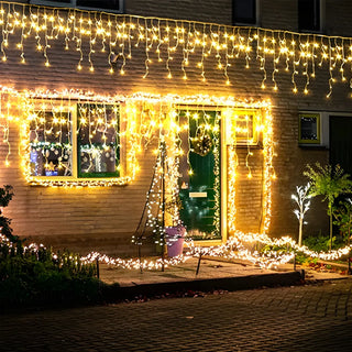 Outdoor Christmas Solar LED Icicle Curtain String Lights Zawala Image - 2