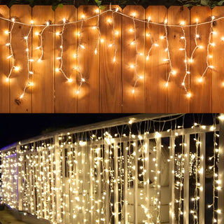 Outdoor Christmas Solar LED Icicle Curtain String Lights Zawala Image - 9