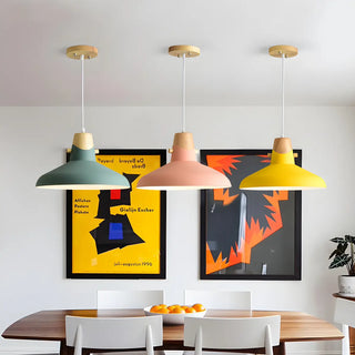 Modern Wood Colorful Bell Dining Room Pendant Light Zawala Image - 1