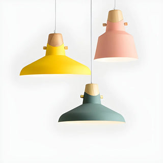 Modern Wood Colorful Bell Dining Room Pendant Light Zawala Image - 3