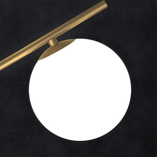 Simple Dual Opal Glass Globes Brass Curved Table Lamp Zawala Image - 11