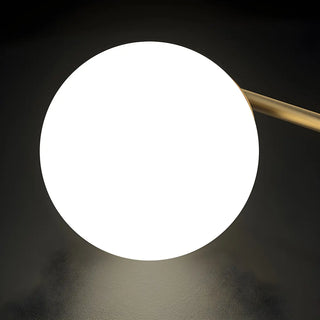 Simple Dual Opal Glass Globes Brass Curved Table Lamp Zawala Image - 12