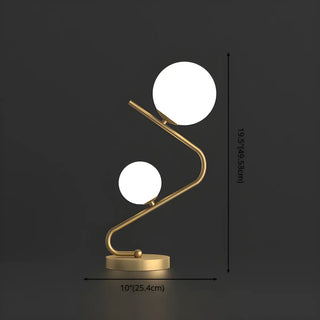 Simple Dual Opal Glass Globes Brass Curved Table Lamp Zawala #size