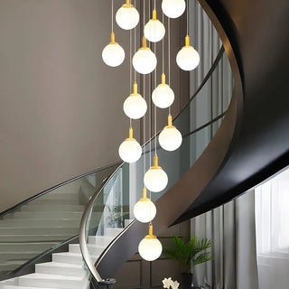 ZOWALA - Nordic Stairwell Cluster White Glass Globe Pendant Light Image - 1