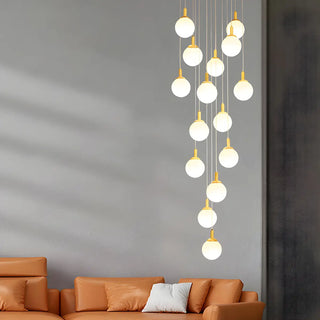 ZOWALA - Nordic Stairwell Cluster White Glass Globe Pendant Light Image - 10