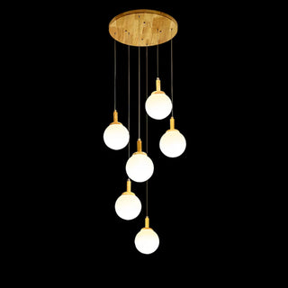 ZOWALA - Nordic Stairwell Cluster White Glass Globe Pendant Light Image - 11