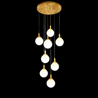 ZOWALA - Nordic Stairwell Cluster White Glass Globe Pendant Light Image - 12