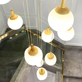 ZOWALA - Nordic Stairwell Cluster White Glass Globe Pendant Light Image - 2