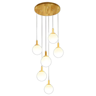 ZOWALA - Nordic Stairwell Cluster White Glass Globe Pendant Light Image - 21
