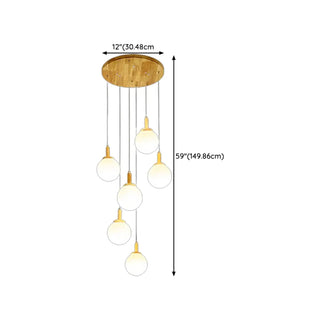 ZOWALA - Nordic Stairwell Cluster White Glass Globe Pendant Light #size