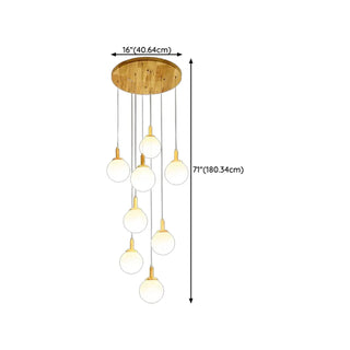 ZOWALA - Nordic Stairwell Cluster White Glass Globe Pendant Light Image - 23