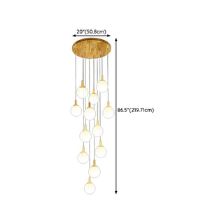 ZOWALA - Nordic Stairwell Cluster White Glass Globe Pendant Light Image - 25