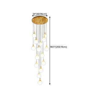 ZOWALA - Nordic Stairwell Cluster White Glass Globe Pendant Light Image - 26