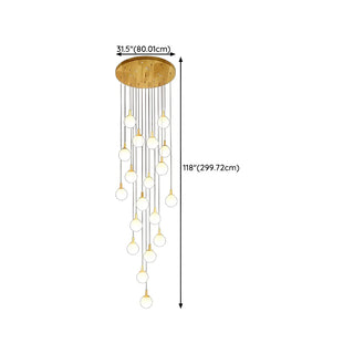 ZOWALA - Nordic Stairwell Cluster White Glass Globe Pendant Light Image - 27