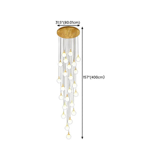 ZOWALA - Nordic Stairwell Cluster White Glass Globe Pendant Light Image - 28