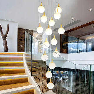 ZOWALA - Nordic Stairwell Cluster White Glass Globe Pendant Light Image - 3