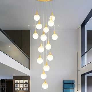 ZOWALA - Nordic Stairwell Cluster White Glass Globe Pendant Light Image - 4
