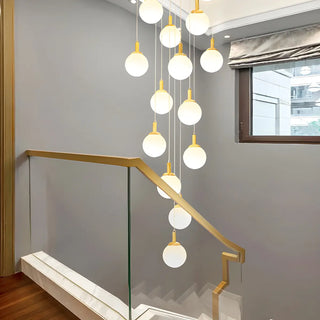 ZOWALA - Nordic Stairwell Cluster White Glass Globe Pendant Light Image - 5