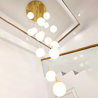 ZOWALA - Nordic Stairwell Cluster White Glass Globe Pendant Light Image - 6