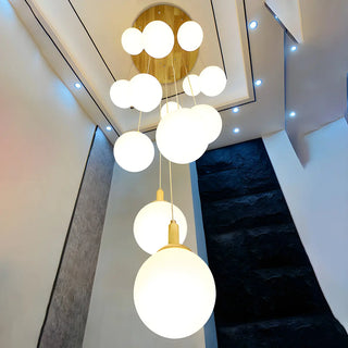 ZOWALA - Nordic Stairwell Cluster White Glass Globe Pendant Light Image - 7