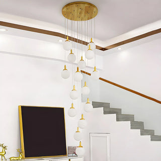 ZOWALA - Nordic Stairwell Cluster White Glass Globe Pendant Light Image - 8