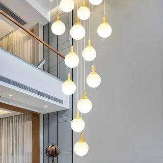 ZOWALA - Nordic Stairwell Cluster White Glass Globe Pendant Light Image - 9