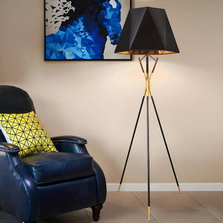 Nordic Geometric Tripod Black Metal LED Floor Lamp Zawala Image - 1