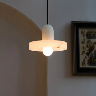 Nordic Unique White Alabaster Round Mini Pendant Light Zawala Image - 2