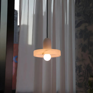 Nordic Unique White Alabaster Round Mini Pendant Light Zawala Image - 3