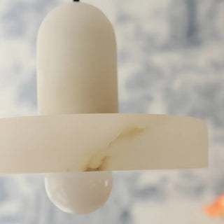 Nordic Unique White Alabaster Round Mini Pendant Light Zawala Image - 6