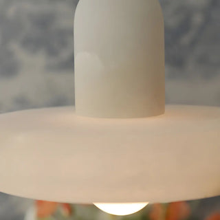 Nordic Unique White Alabaster Round Mini Pendant Light Zawala Image - 7