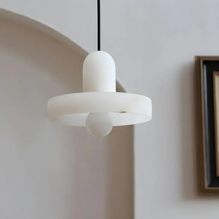Nordic Unique White Alabaster Round Mini Pendant Light Zawala Image - 9
