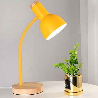 Simple Bell Shape Shade Wooden Base Modern Table Lamp Zawala Image - 10