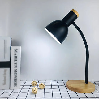 Simple Bell Shape Shade Wooden Base Modern Table Lamp Zawala Image - 11