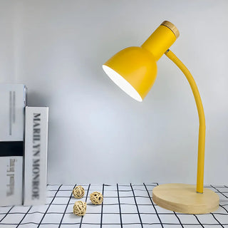 Simple Bell Shape Shade Wooden Base Modern Table Lamp Zawala Image - 12