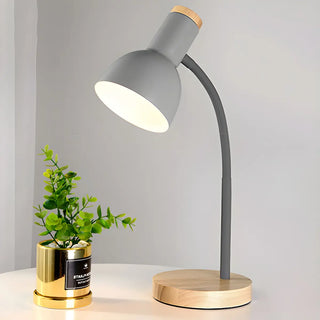 Simple Bell Shape Shade Wooden Base Modern Table Lamp Zawala Image - 13