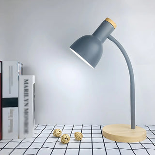 Simple Bell Shape Shade Wooden Base Modern Table Lamp Zawala Image - 5