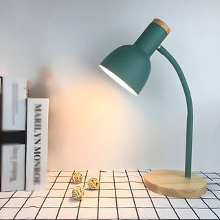 Simple Bell Shape Shade Wooden Base Modern Table Lamp Zawala Image - 6