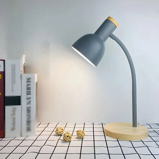 Simple Bell Shape Shade Wooden Base Modern Table Lamp Zawala Image - 7