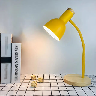 Simple Bell Shape Shade Wooden Base Modern Table Lamp Zawala Image - 9