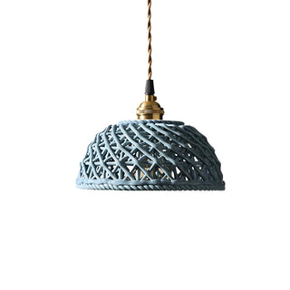 ZOWALA - Nordic Dining Room Blue Dome Woven Ceramic Pendant Light Image - 15