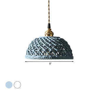 ZOWALA - Nordic Dining Room Blue Dome Woven Ceramic Pendant Light #size