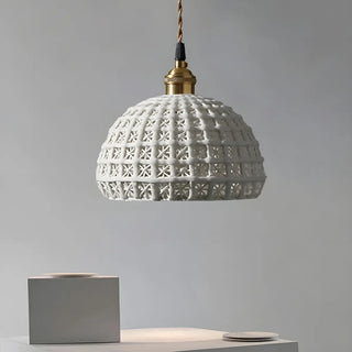 ZOWALA - Nordic Dining Room Blue Dome Woven Ceramic Pendant Light Image - 6