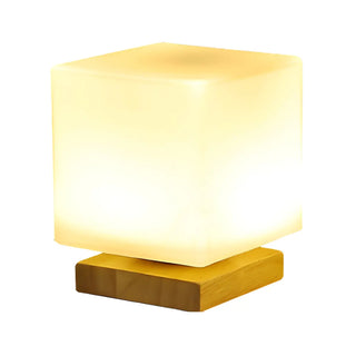 Nordic Geometric Glass Shade Wood Base Table Lamp Zawala Image - 12
