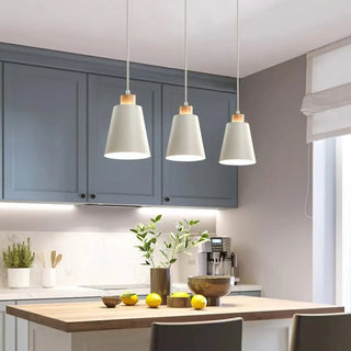 ZOWALA - Nordic Cone Iron Dining Room White 3-Light Pendant Light Image - 1