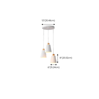ZOWALA - Nordic Cone Iron Dining Room White 3-Light Pendant Light Image - 13