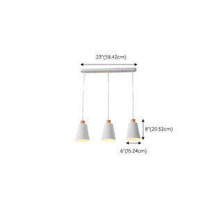 ZOWALA - Nordic Cone Iron Dining Room White 3-Light Pendant Light Image - 14
