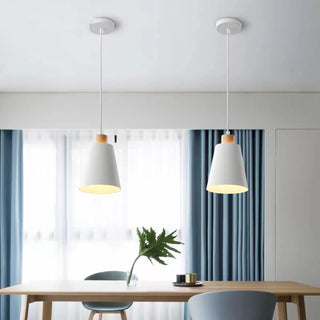 ZOWALA - Nordic Cone Iron Dining Room White 3-Light Pendant Light Image - 2